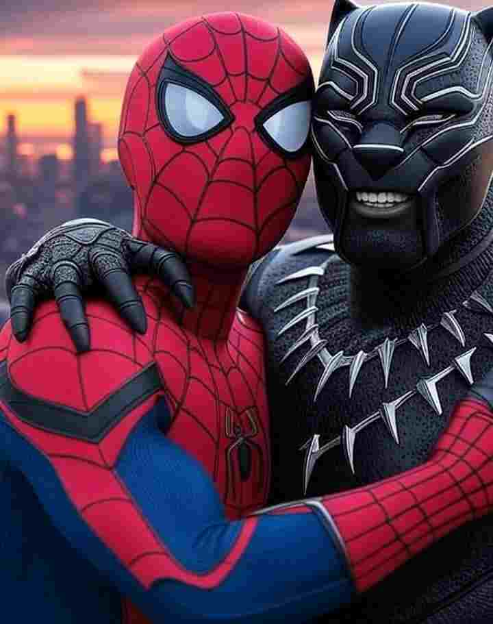 BLAK PANTHER AND SPIDER MAN